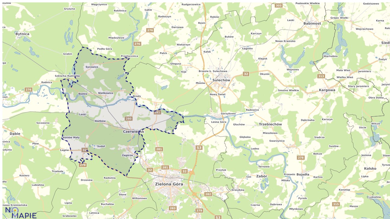 Mapa obszarów ochrony przyrody Czerwieńska